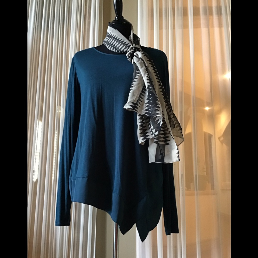 Laundry by Shelli Segal teal asymmetric hem tunic